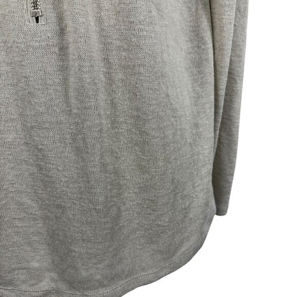 Soft Surroundings Valentina Zip Sweater Stone Beige V-Neck Long Sleeve sz L - Picture 7 of 16